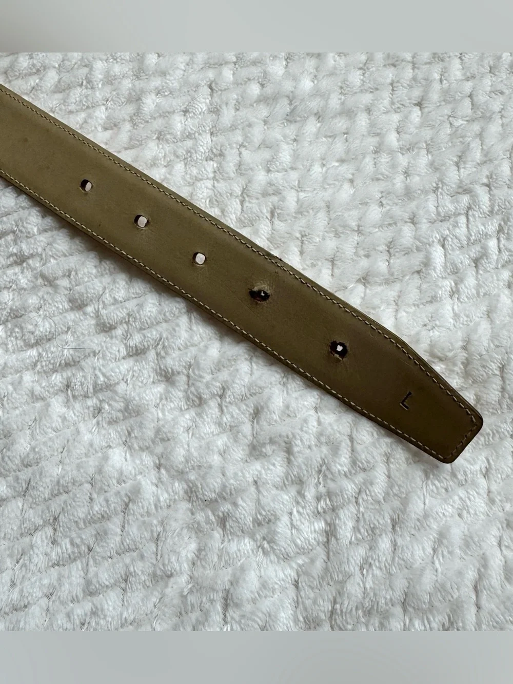 VTG 90s Salvatore Ferragamo Leather Belt S 30” Beige Gold Tone Buckle Italy